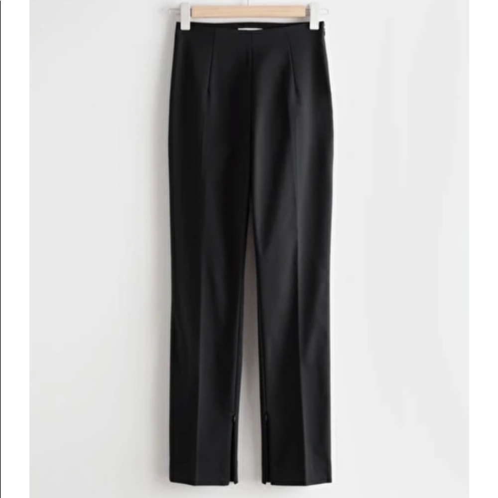 NEW & Others Stories Slim Zip-Cuff Trousers, black, organic cotton, size 34 - Picture 3 of 5